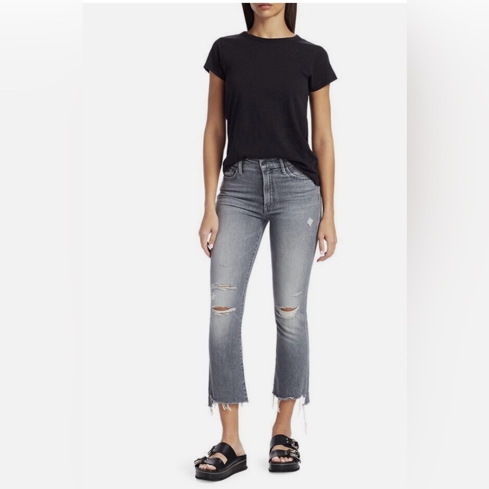MOTHER denim THE INSIDER HIGH-RISE CROP STEP FRAY HEM JEAN ACE OF SPADES size 25